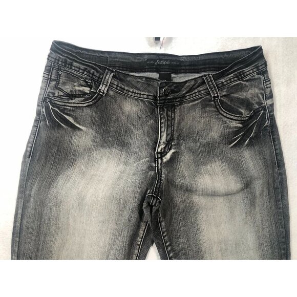 Vintage Southpole Distressed Black Jeans Bling Spell Out Logo Juniors Women's 13 - Picture 3 of 7